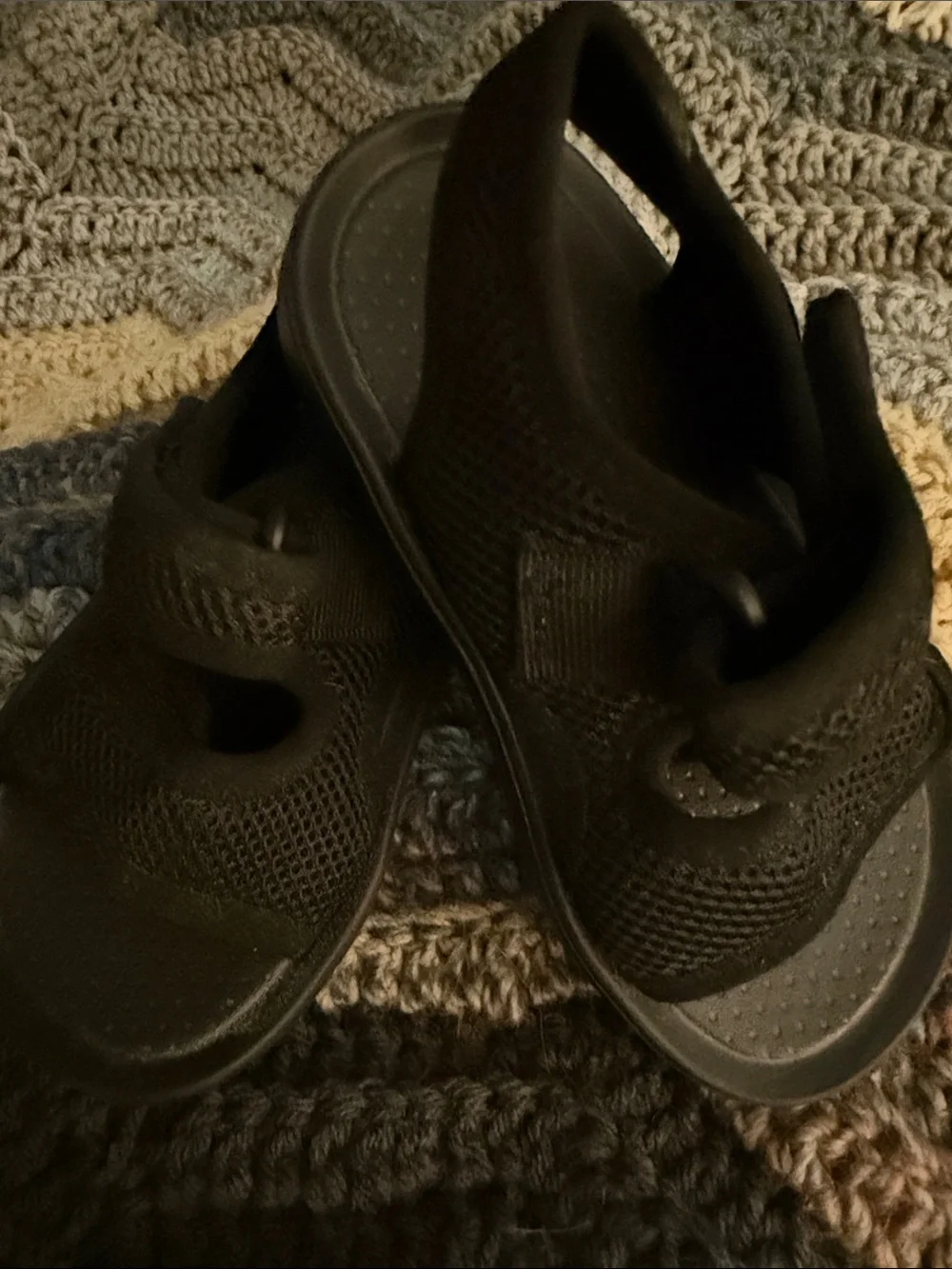 Toddler Adjustable Black Mesh Sandals for Active Kid.